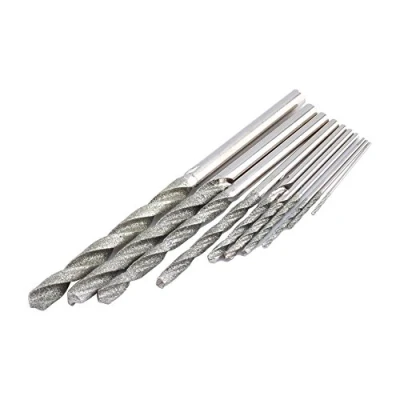 Image of 10Pcs Twist Drill Bit Set Diamond Tipped Gem with Round Shank Jobber Rotary Tools for Wood Glass Tile and Stone Cutting 0.8 4.0mm