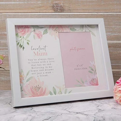 Image of Widdop And Co Mum Photo Frame With Mount Saying Loveliest by Sophia