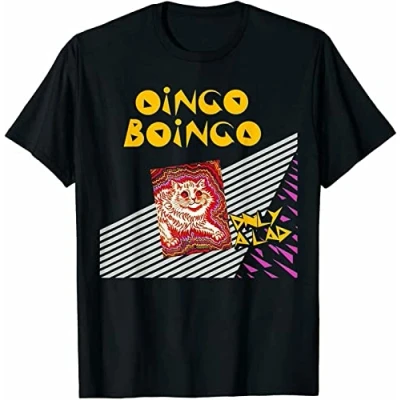 Image of depi Men&#039;s Oingo Boingo Cat Graphic Tee T Shirt, Short Sleeve Cotton Tshirt Black XXL