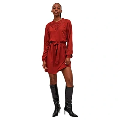 Image of Vila Women&#039;s Visuvita L/S Lace Dress/Su Noos, Fired Brick, 8