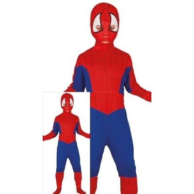 Image of FIESTAS GUIRCA Spider Boy Child Fancy Dress (10 12 years) Hood and Jumpsuit for Boys Superhero Villain Costumes Parties, Carnival Halloween Ideal Red Blue
