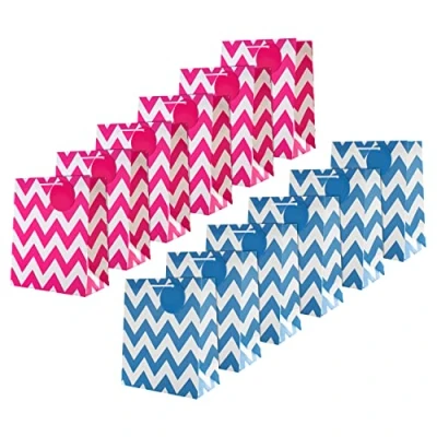 Image of Hallmark Multi Occasion Gift Bags Bundle 12 Medium Size in 1 Contemporary Design (6 Pink and 6 Blue)