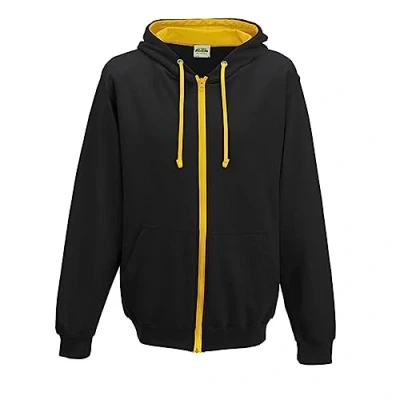 Image of AWDis Men&#039;s Varsity Zoodie Hoodie, Multicoloured (Jet Black/Gold), Large