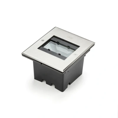 Image of Square Recessed Stainless Steel Ground Outdoor Effect Light, High Power LED, 12W, 230V, Adjustable, IP65