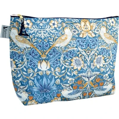 Image of Vagabond Bags Ltd William Morris Strawberry Thief Large Sack Bag,Blue,30cm x 22cm 10cm