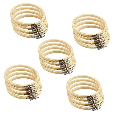 Image of MANCHAP 20 Pack 6 Inch/15cm Embroidery Hoops, Adjustable Cross Stitch Hoop Rings for Craft Making
