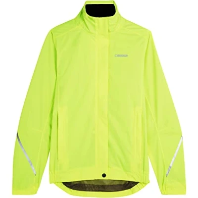 Image of Madison Protec 2 Layer Waterproof Jacket Ladies Hi Viz Yellow, Size 12 / Women Cycle Coat Bright High Visibility Clothing Ride Safe Road MTB Bike Water Rain Resistant Sport Commute Reflective Wear