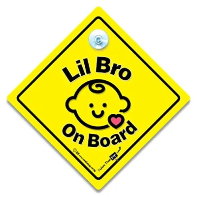 Image of Lil Bro On Board Car Sign, Little Brother Baby Suction Cup Window Sign