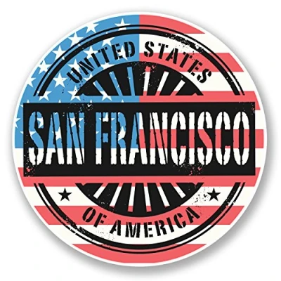 Image of 2 x 10cm San Francisco USA America Sticker Car Laptop Travel Luggage Flag #6053 (10cm 10cm)