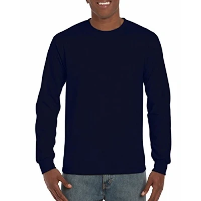 Image of Gildan Men&#039;s Ultra Cotton Long Sleeve T Shirt, Style G2400 Navy, M
