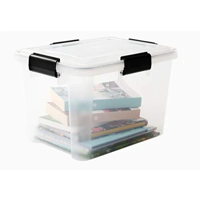 Image of Iris Ohyama Airtight Plastic Storage Boxes with Lids, 20L, Set of 3, Clear, Hermetic Waterproof Seal, Durable Latching Buckles, Stackable, For Outdoors, Garage, Clothes, Dust Proof, BPA Free, AT SD
