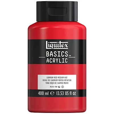 Image of LIQUITEX Basics Acrylic Paint, Cadmium Red Medium Hue, 400 ml Bottle