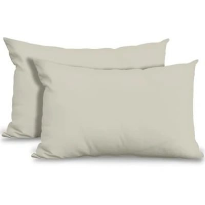 Image of GC GAVENO CAVAILIA Super Soft Pillow Cases 2 Pack Anti Allergic &amp; Breathable Polycotton Covers with Envelop Closure Washable Standard Pillowcases (50x75cm) Cream