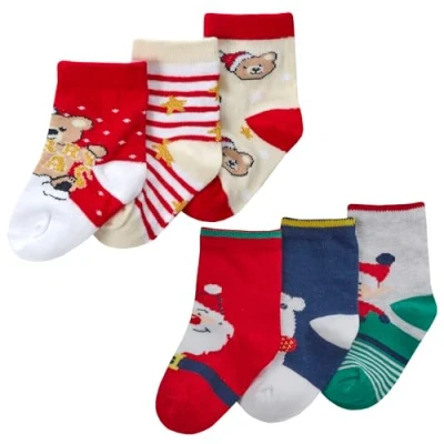 Image of Undercover 6 Pairs Baby Xmas Cotton Rich Socks 44B989 1xEach 0 2.5