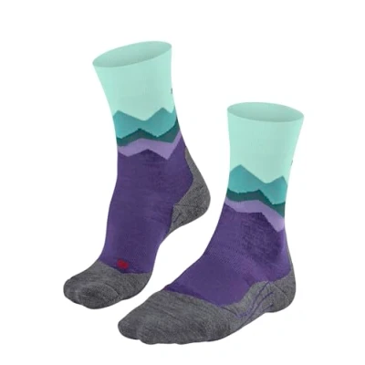 Image of FALKE Women&#039;s TK2 Explore Crest W SO Wool Thick Anti Blister 1 Pair Hiking Socks, Purple (Amethyst 8683), 4 5