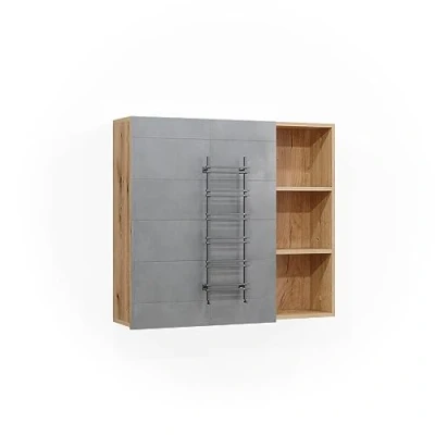 Image of Vicco Bathroom mirror cabinet Rudi, Mint green/Oak, 90 x 80.9 cm with door and open compartments
