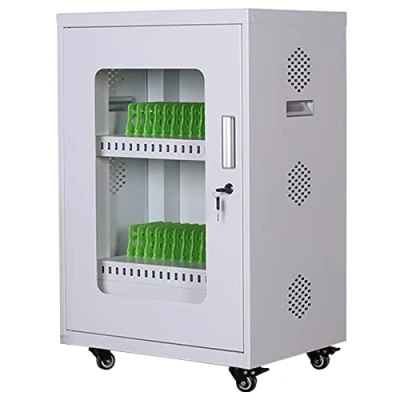 Image of Fully Assembled 30 Bay Mobile Charging And Storage Cart For Chromebook Laptop Computer, Up To 13 inch Screen Size, Surge Protection, With Key Lock (Color : White, Size slots)