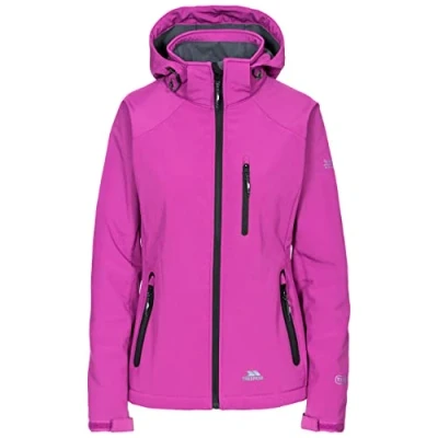 Image of Trespass Bela II , Pink Lady, XXS, Waterproof Softshell Jacket with Removable Hood for Ladies, Pink, XX Small / 2X 2XS