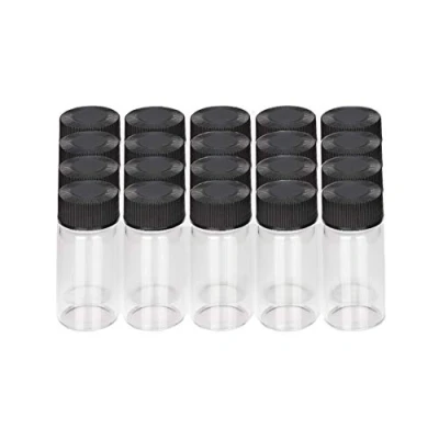 Image of StonyLab Clear Glass Sample Vials with Cap, Screw Cap Liquid Sampling Bottle Reagent Screwcap, Capacity 20 ml / 4 Dram (0.7 oz), Pack of