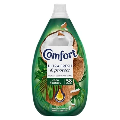 Image of Comfort Ultra Fresh &amp; Protect Coco Fantasy Fabric Conditioner with Pro Fibre Technology Protects Colour and Shape 58 washes (870 ml)