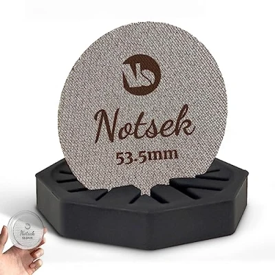Image of Puck Screen 54mm with Stand, Espresso Acrylic Storage Box for Portafilter, Resuable 1.7mm Thickness 150μm, 316L Stainless Steel Coffee Silicone Stand