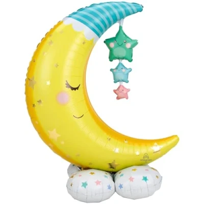 Image of amscan 4245911 Airloonz: Moon &amp; Stars Foil Balloon