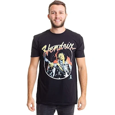 Image of Jimi Hendrix Men&#039;s Script Circle Short Sleeve T Shirt, Black, Medium