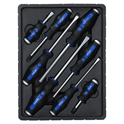 Image of 8pc Go Through Screwdriver Set Flat Bladed Headed Phillips Screws