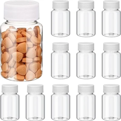 Image of ROSENICE Pill Bottles 10Pcs 80ml PET Chemical Medicine Tablet Storage Holder Dispenser with White Cap