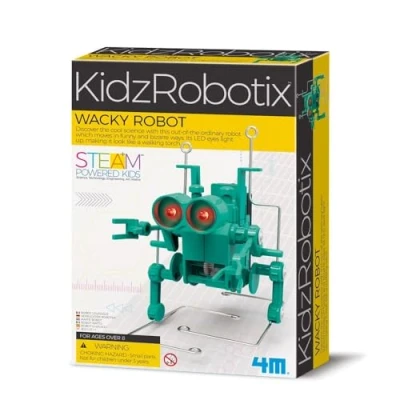 Image of 4M Kidz Robotix Wacky Walking Robot, Science and Activity Kit for Boys Girls 8 14 Years, STEM Kit, Educational Fun
