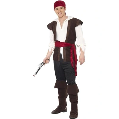 Image of Smiffys Pirate Costume,Brown, XL Size 46 48