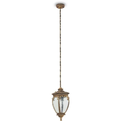 Image of Fleur Outdoor Pendant Ceiling Light Black with Gold, IP44