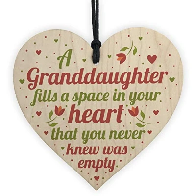 Image of RED OCEAN Granddaughter Plaque Keepsake Wooden Heart Birthday From Grandma Nan Grandad