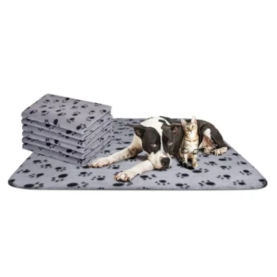 Image of Nobleza 6 x Large Washable Dog Blanket, Cat Fluffy Fleece Puppy Soft Warm Mat, Grey, 160 * 100cm