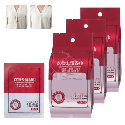 Image of Yeluptu Clothes Stain Removal Wipes, Clothing Remover Wet Wipe and Go Instant (60PCS)