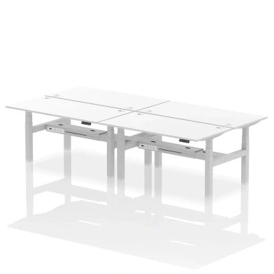 Image of Air B2B 1600x800mm Height Adjustable 4P Bench Desk CP White/Silver