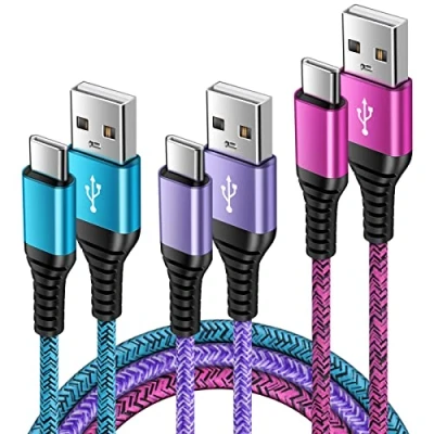 Image of USB C Samsung Charger Cable, [3Pack, 3FT+3FT+6FT] Type Fast Charging Phone Cable Lead for Galaxy S24 S23 S22 S21 S20 S10 S9 A12 A13 A14 A22 A33 A54, Huawei P30 P20 Lite