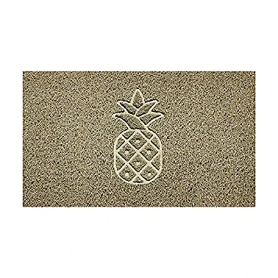 Image of Nicoman Embossed Spaghetti Door Mat Dirt Trapper Jet Washable Doormat 70x43cm (Beige, PINEAPPLE Shape) Use Indoor or Sheltered Outdoor