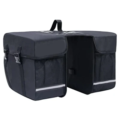 Image of vidaXL Double Bicycle Bag for Pannier Rack, Spacious 35L Waterproof Storage, Black