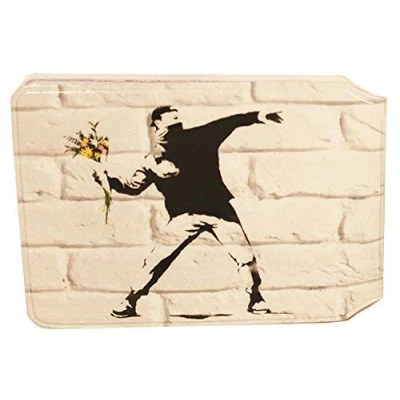Image of Banksy Flower Thrower Slim line Bus Pass Wallet Credit Travel Rail Ticket Card Holder for Oyster Business ID (2X Wallets)