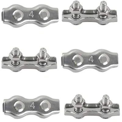 Image of M4 Duplex Clamp 304 Stainless Steel Heavy Duty Wire Rope Clips Bolt Cable for Clotheslines Fixed Patio Hanging Sun Sails 6PCS