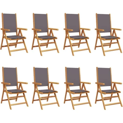 Image of vidaXL Reclining Garden Chairs 8 pcs Anthracite Fabric and Solid Wood