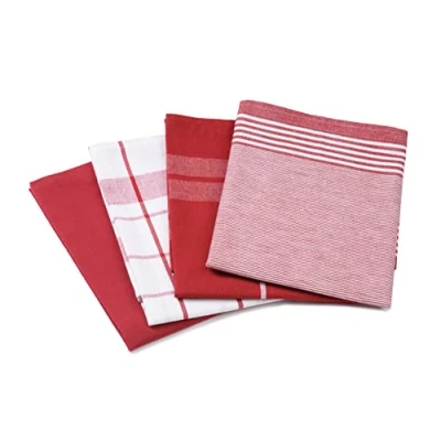Image of Gözze Set of 4 Tea Towels, 100% Jacquard Cotton, High Weight Material (200 g/m²), 50 x 70 cm Blue