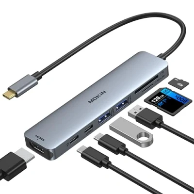 Image of MOKiN USB C Hub HDMI Adapter for MacBook Pro 2019/2018/2017, 6 in 1 Dongle to HDMI, Sd/TF Card Reader and 2 Ports 3.0