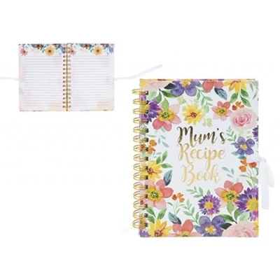Image of PMS 734091 Mums Wire Bound Recipe Book With Bow 21cm X 15cm 1pc. Accessory, Multicolor