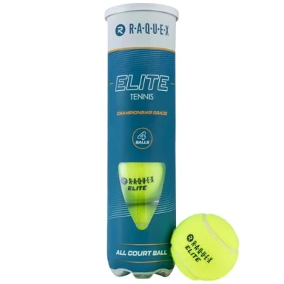 Image of Raquex Elite 4x Tennis Balls (1 to 48 tubes) All Court Championship Balls, Professional &amp; Tournament Play ITF Specification