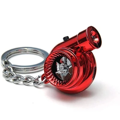 Image of Q&amp;A Car Turbo Keychain Rechargeable with Sound and Light,Electric Keychain,USB Mini Key Sleeve Bearing Spinning Model Charger Ring of BOV