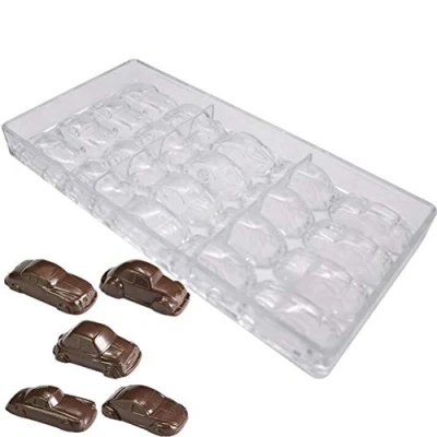 Image of 20 Holes Car Clear Polycarbonate Chocolate Bar Mold, DIY Handmade Confectionery Candy Baking Pan Bakeware Tray Mould for Wedding Birthday Cake Kitchen Supplies 14.5x28x2.5cm