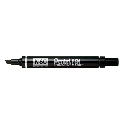 Image of PENTEL N60 PERMANENT MARKER CHISEL TIP (PACK OF 3) BLACK