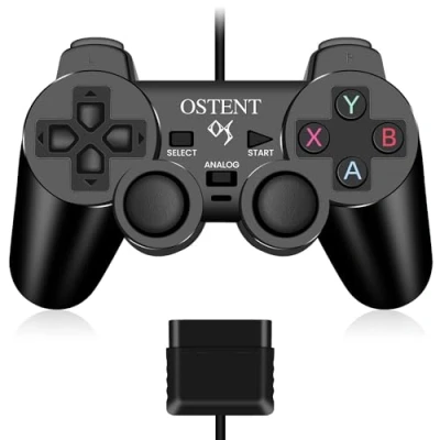 Image of OSTENT Wired Analog Controller Gamepad Joystick Joypad for Sony Playstation PS2 PS1 PS One PSX Console Dual Shock Vibration Video Games